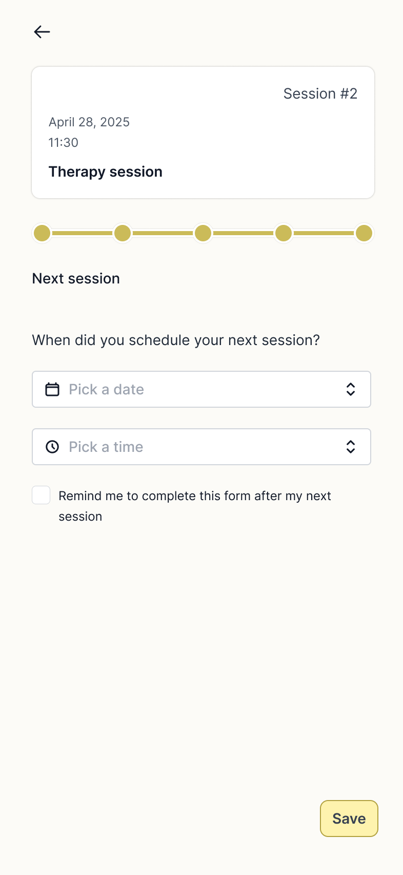 Questionnaire next appointment